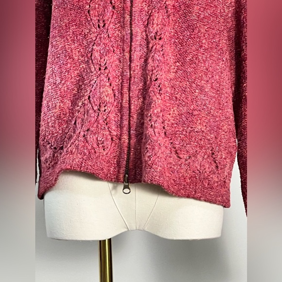 COLUMBIA Wool Cotton Blend Knit Outdoor Zip up Maroon Pink Sweater Size Small - Picture 4 of 15